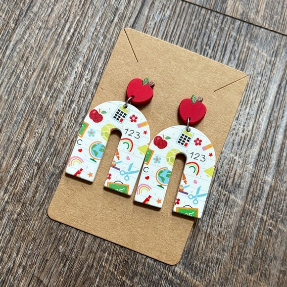 purchased from boutique Jewelry - Colorful Polymer Clay Teacher Earrings 🍎